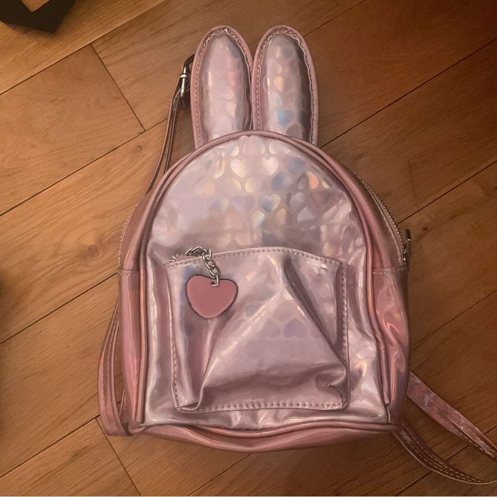 Pink Iridescent Bunny Ear small Backpack
